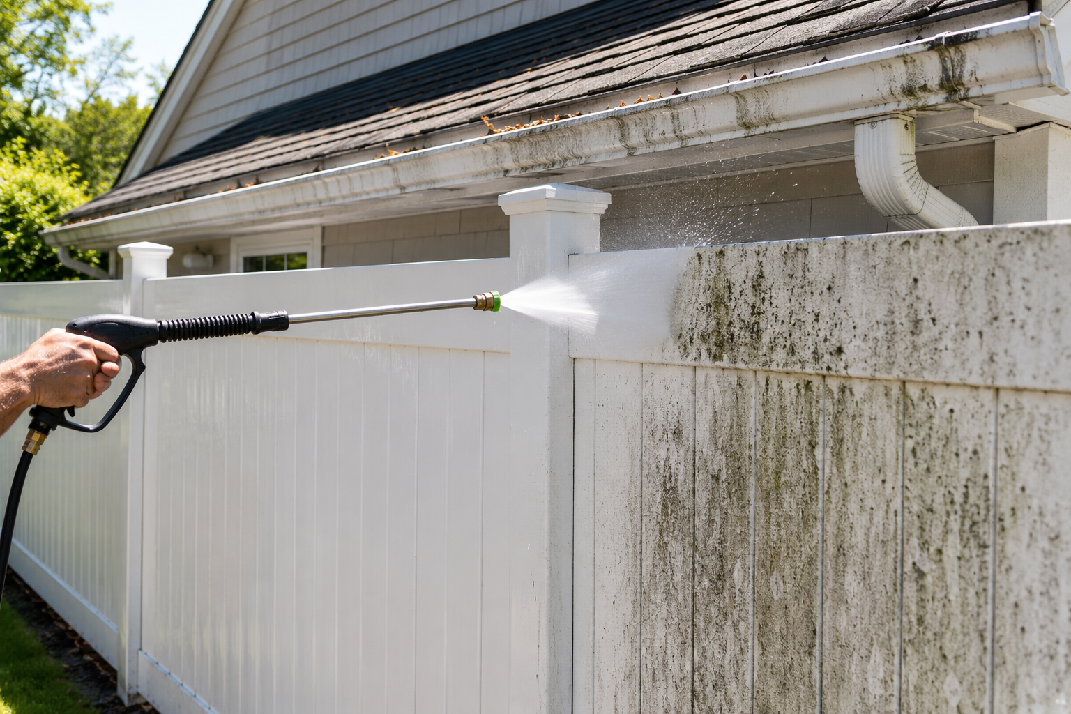 Fence washing and gutter cleaning by Fabricio Painting Cape Cod