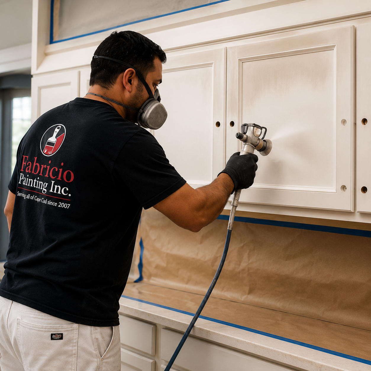 Cabinet painting and refinishing on Cape Cod by Fabricio Painting