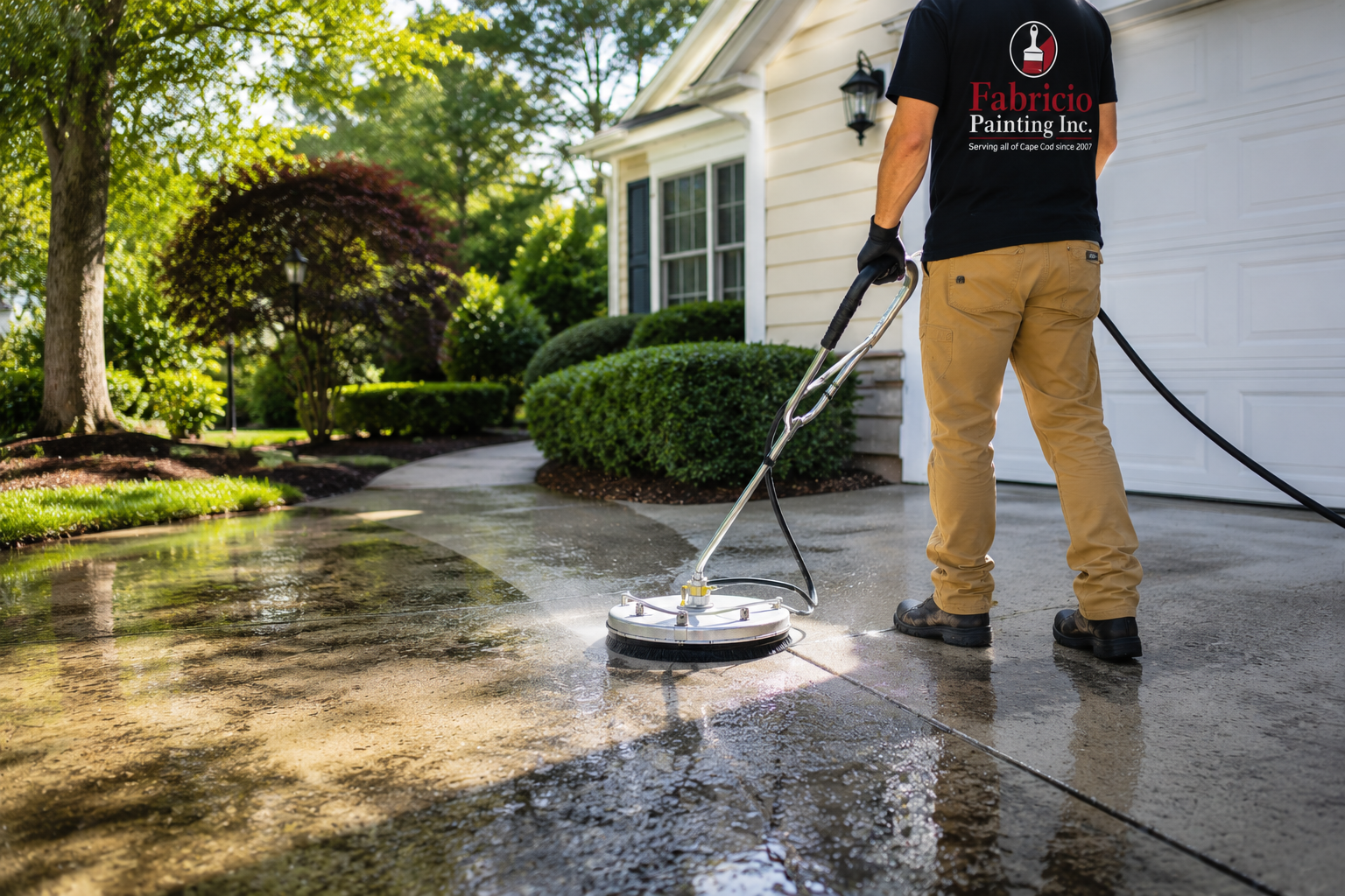 Professional driveway and concrete cleaning service by Fabricio Painting on Cape Cod