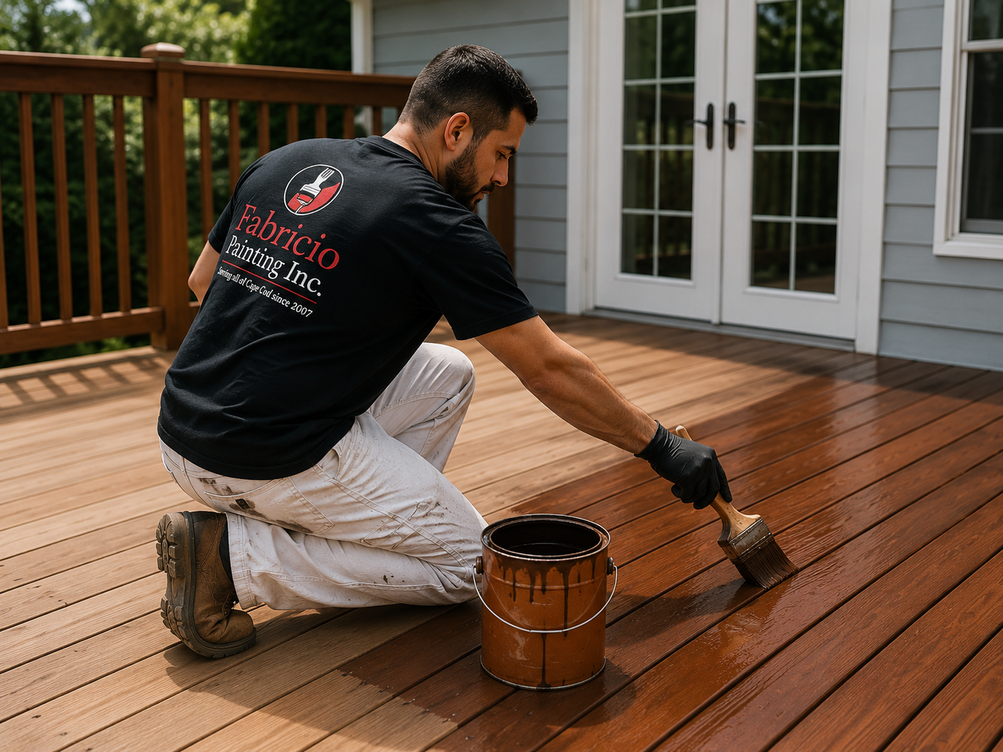 Deck and fence staining by Fabricio Painting on Cape Cod