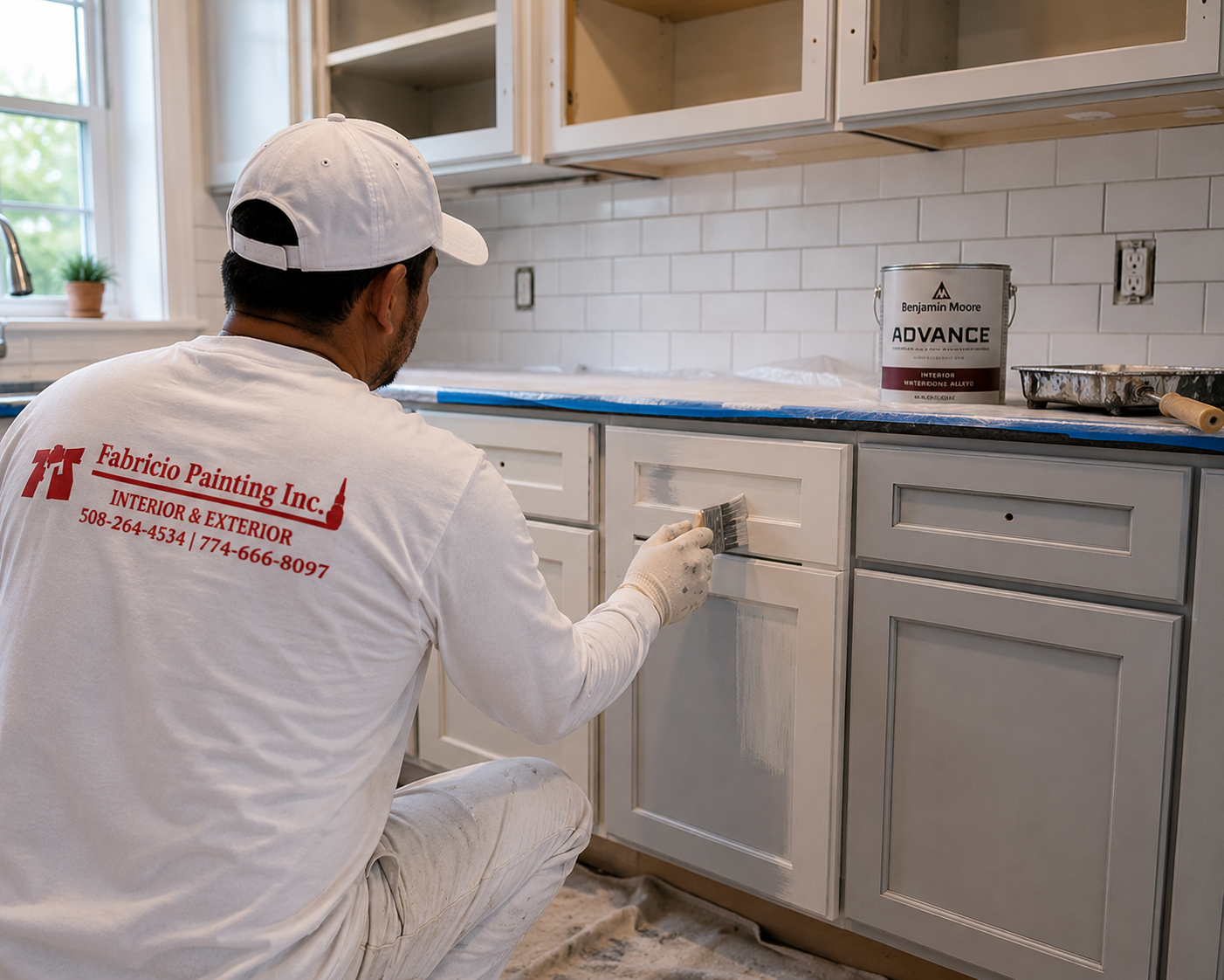 Cabinet refinishing by Fabricio Painting Cape Cod