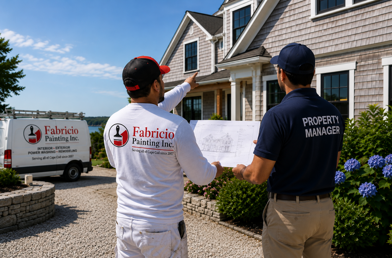 Fabricio Painting consulting with a property manager before a painting project in Cape Cod