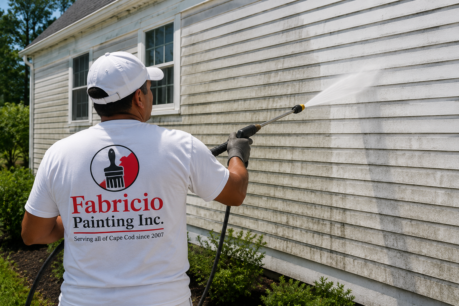 Soft washing a shingled Cape Cod home by Fabricio Painting